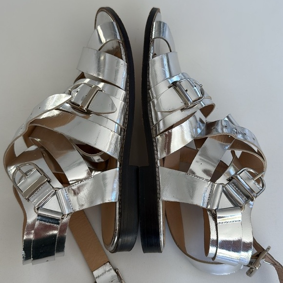 IRO Xoey Flat Sandals Mirrored Silver with Buckles Womens size 39/ 9 - Picture 9 of 16